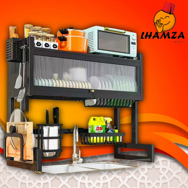 حامل أطباق قابل للسحب مع غطاء للغبار
